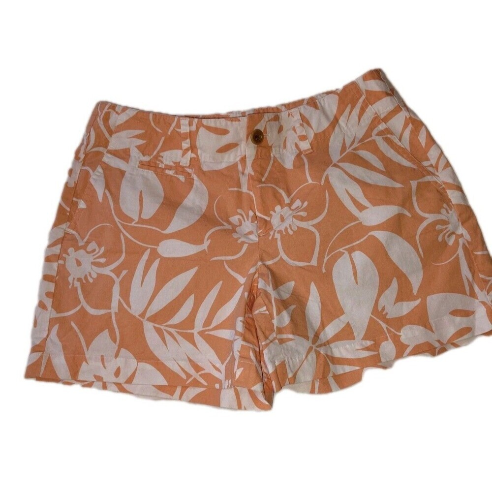 Vineyard Vines Hibiscus Monstera Floral Shorts Orange White Size 2